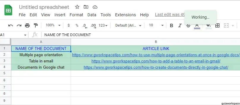 Cuadros de texto en Google Sheets