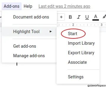 Pasos para resaltar texto en Google Docs