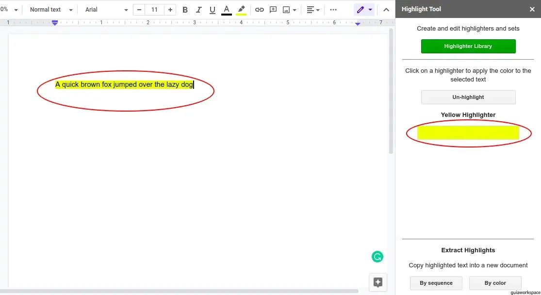 Resaltar texto en Google Docs