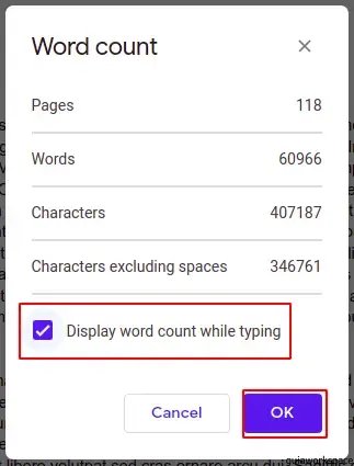 Cómo comprobar el recuento de palabras en Google Docs