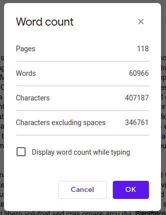 Cómo comprobar el recuento de palabras en Google Docs
