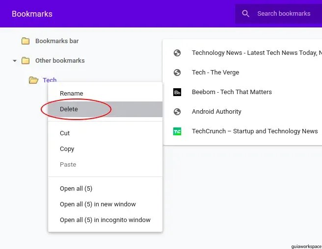eliminar marcadores en Chrome