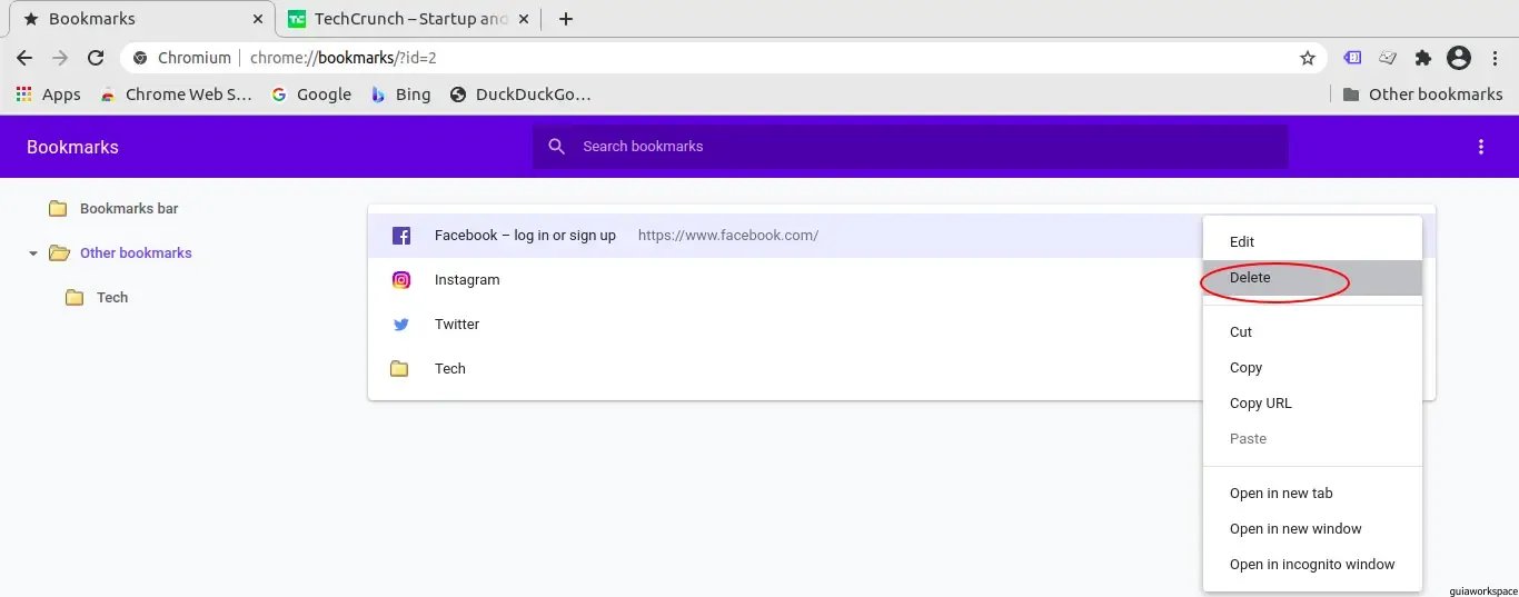 Eliminar marcadores en Chrome