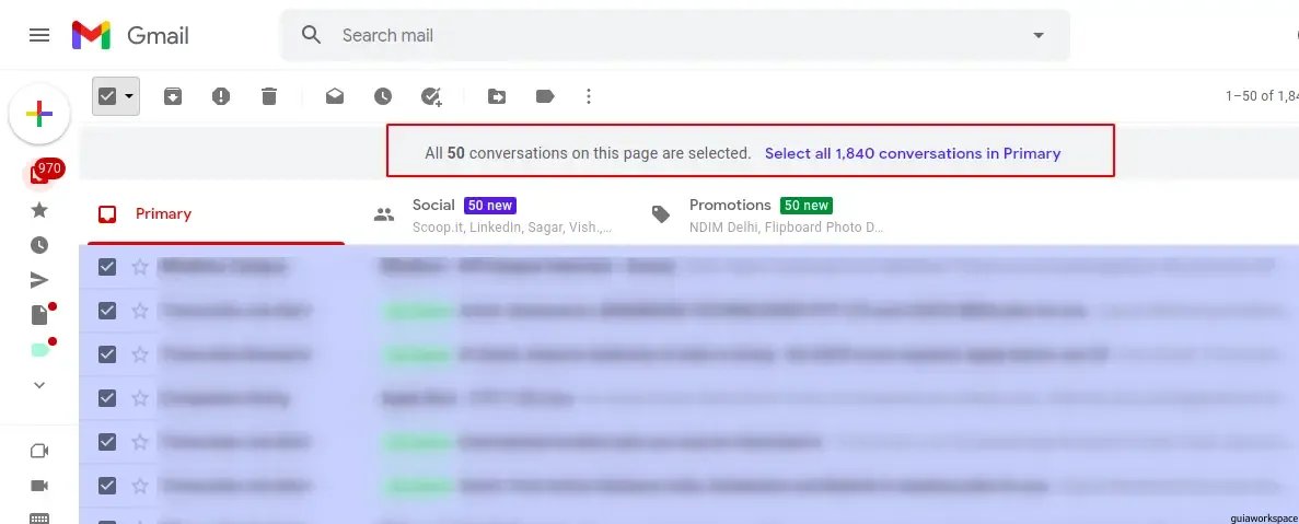 cómo eliminar varios correos electrónicos en gmail