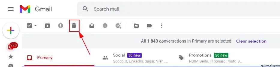 cómo eliminar masivamente correos electrónicos en gmail