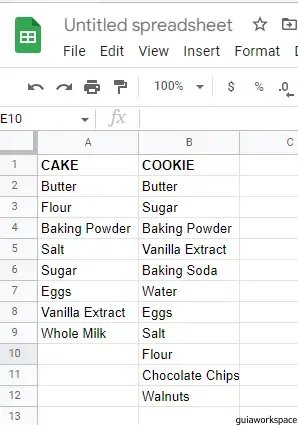 Cómo comparar columnas en una hoja de Google