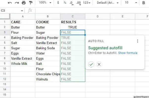 Cómo comparar columnas en una hoja de Google
