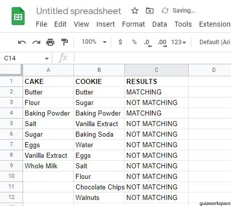 Cómo comparar columnas en una hoja de Google