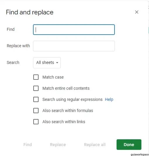 Cómo buscar y reemplazar en Google Sheets