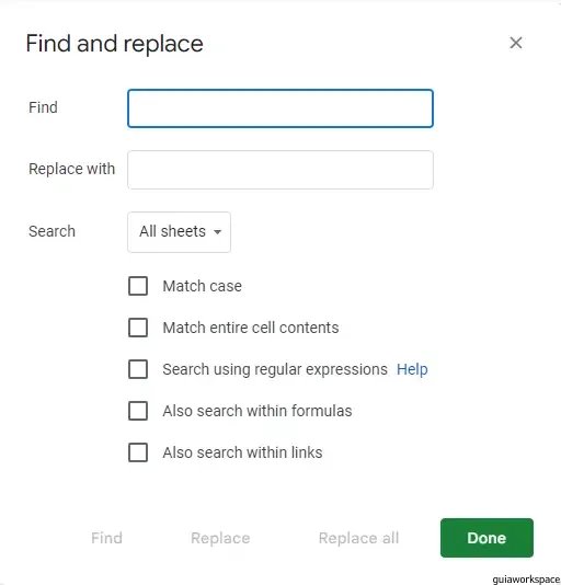 Cómo buscar y reemplazar en Google Sheets