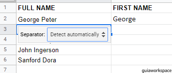 Cómo separar nombres en Google Sheets