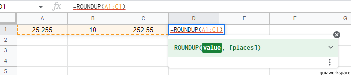 Números redondos en Google Sheets