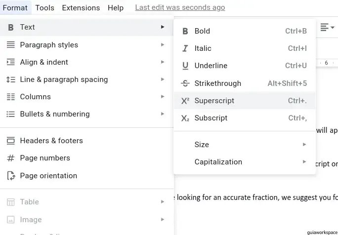 Cómo hacer una fracción en Google Docs
