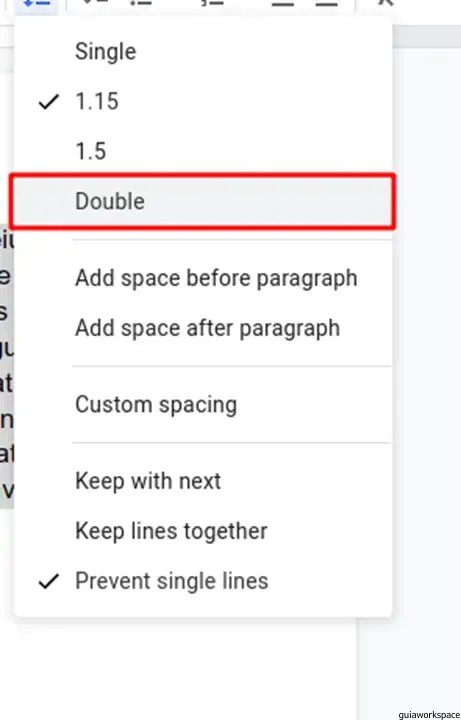 Cómo poner doble espacio en Google Docs