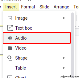 cómo insertar audio en diapositivas de google