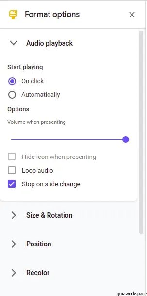 cómo agregar grabación de audio a diapositivas de Google