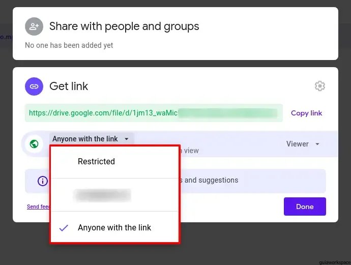 Cómo compartir el enlace de Google Drive