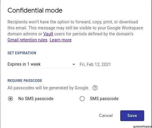 Pasos para utilizar el modo confidencial de Gmail