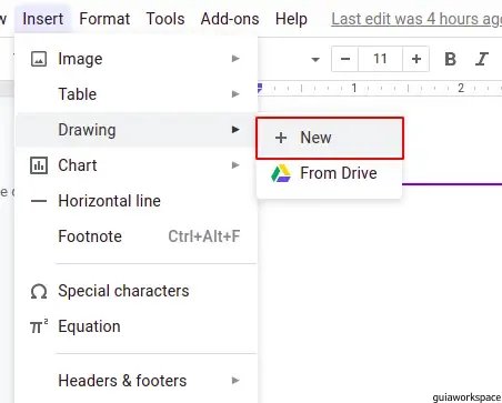 Pasos para insertar borde en Google Docs usando una imagen