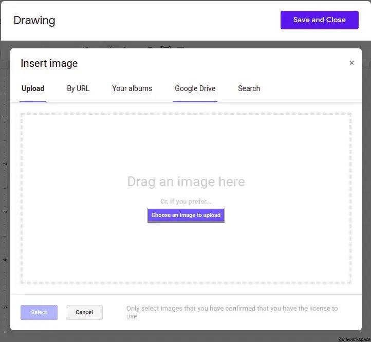Pasos para insertar borde en Google Docs usando una imagen