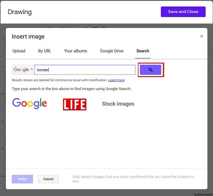 cómo insertar un borde en google docs