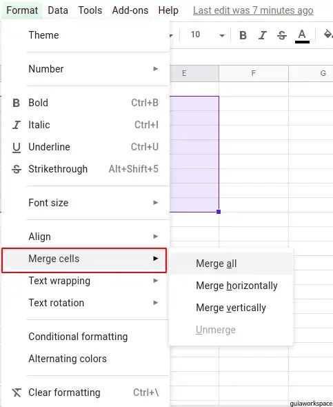Cómo fusionar celdas en Google Sheets