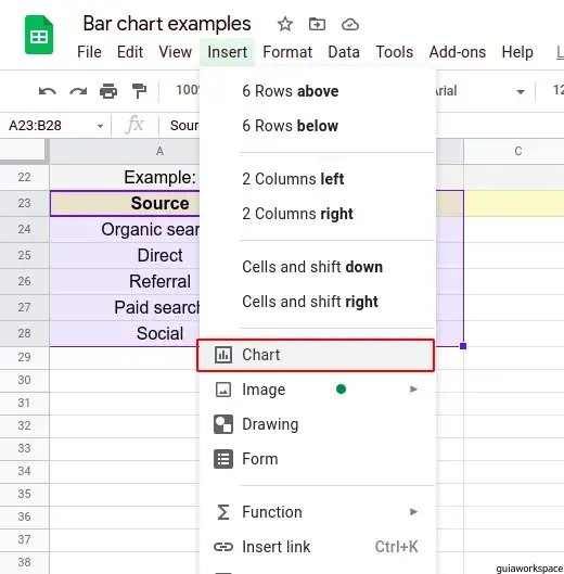 Cómo hacer un gráfico de barras en Google Sheets GuiaWorkspace