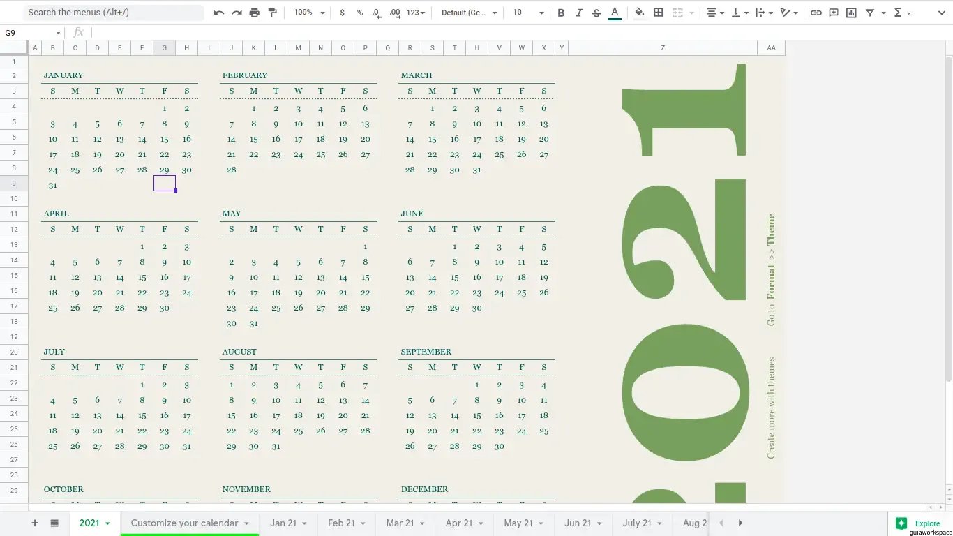 Pasos para insertar un Calendario en Google Sheets