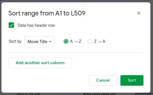 ordenar datos en Google Sheets