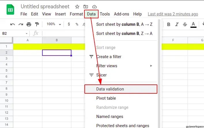 Pasos para agregar una lista desplegable en Google Sheets