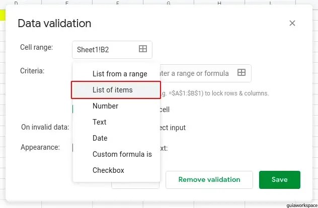 Cómo agregar una lista desplegable en Google Sheets