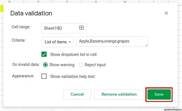 Cómo agregar una lista desplegable en Google Sheets