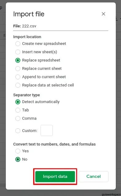 Cómo abrir un archivo CSV en Google Sheets