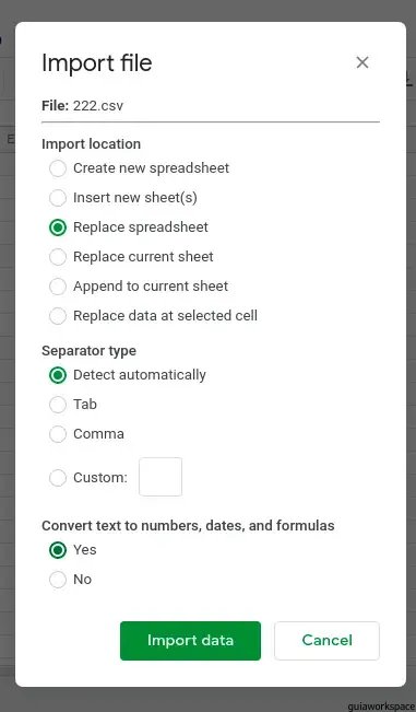 Pasos para abrir un archivo CSV en Google Sheets