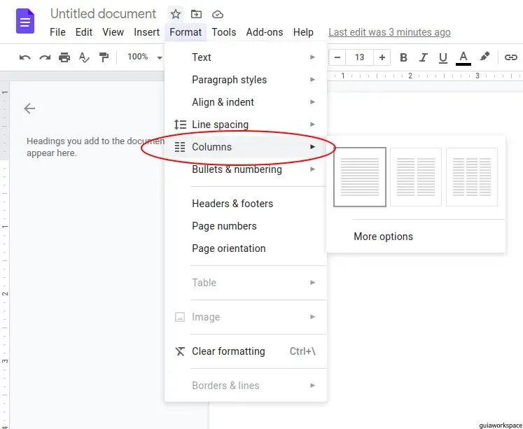 Cómo agregar columnas en Google Docs