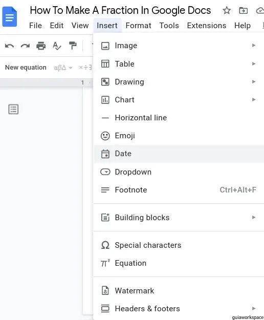 Cómo hacer una fracción en Google Docs